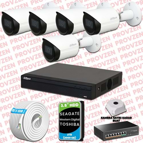 PROVZEN DAHUA 5 KAMERALI İP KAMERA SETİ 1440P GECE GÖRÜŞLÜ