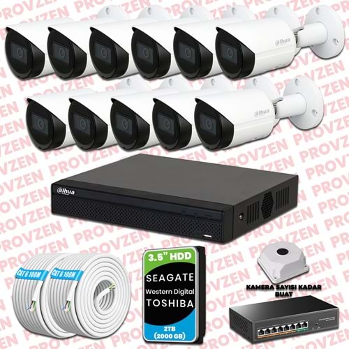 PROVZEN DAHUA 11 KAMERALI İP KAMERA SETİ 1440P GECE GÖRÜŞLÜ