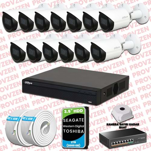 PROVZEN DAHUA 13 KAMERALI İP KAMERA SETİ 1440P GECE GÖRÜŞLÜ