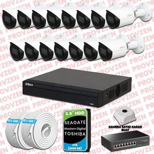 PROVZEN DAHUA 15 KAMERALI İP KAMERA SETİ 1440P GECE GÖRÜŞLÜ
