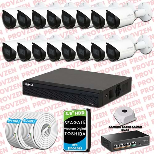 PROVZEN DAHUA 16 KAMERALI İP KAMERA SETİ 1440P GECE GÖRÜŞLÜ