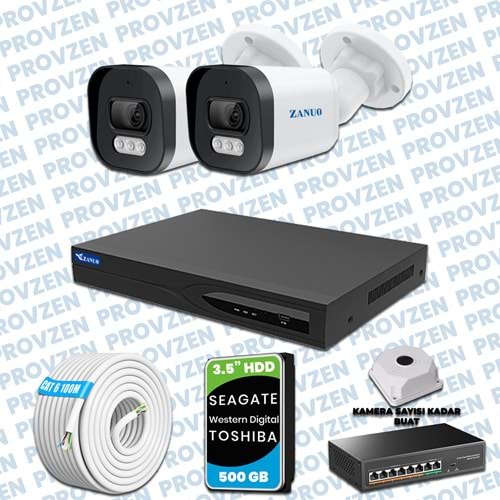 PROVZEN ZANUO 2 KAMERALI İP KAMERA SETİ 1080P MİKROFONLU