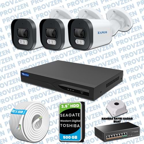 PROVZEN ZANUO 3 KAMERALI İP KAMERA SETİ 1080P MİKROFONLU