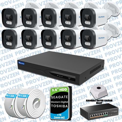 PROVZEN ZANUO 10 KAMERALI İP KAMERA SETİ 1080P MİKROFONLU