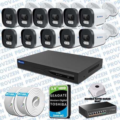PROVZEN ZANUO 11 KAMERALI İP KAMERA SETİ 1080P MİKROFONLU
