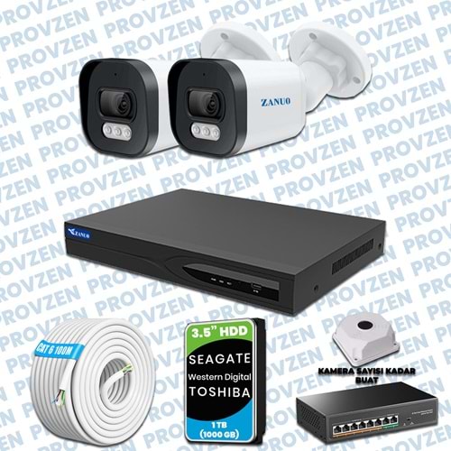PROVZEN ZANUO 2 KAMERALI İP KAMERA SETİ 1440P MİKROFONLU
