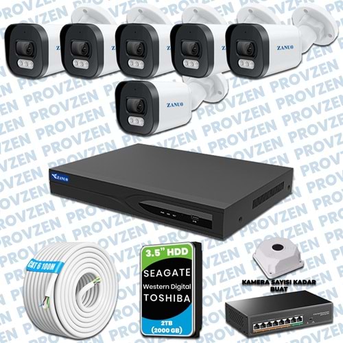 PROVZEN ZANUO 6 KAMERALI İP KAMERA SETİ 1440P MİKROFONLU