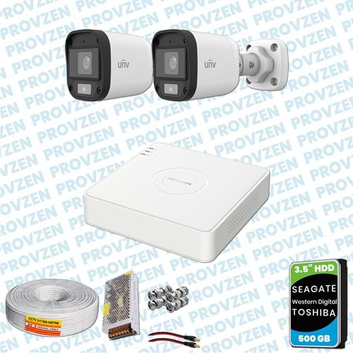 PROVZEN UNV 2 KAMERALI 7/24 RENKLİ GÜVENLİK KAMERASI MİKROFONLU