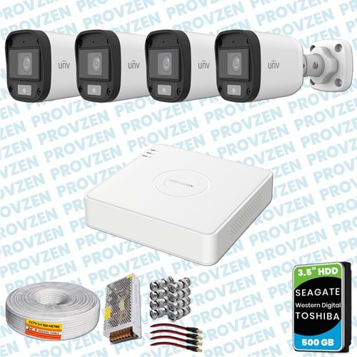 PROVZEN UNV 4 KAMERALI 7/24 RENKLİ GÜVENLİK KAMERASI MİKROFONLU