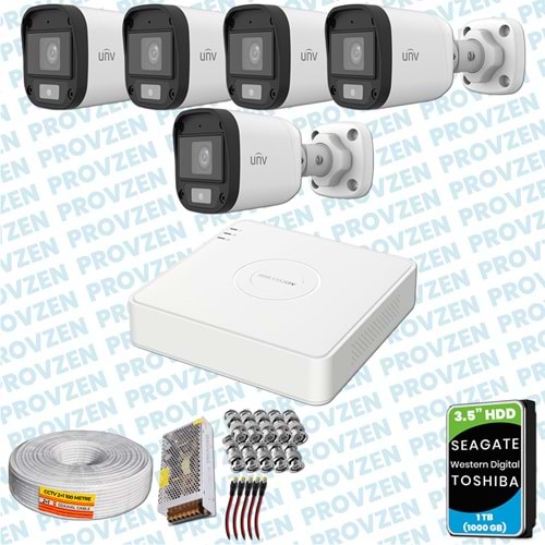 PROVZEN UNV 5 KAMERALI 7/24 RENKLİ GÜVENLİK KAMERASI MİKROFONLU