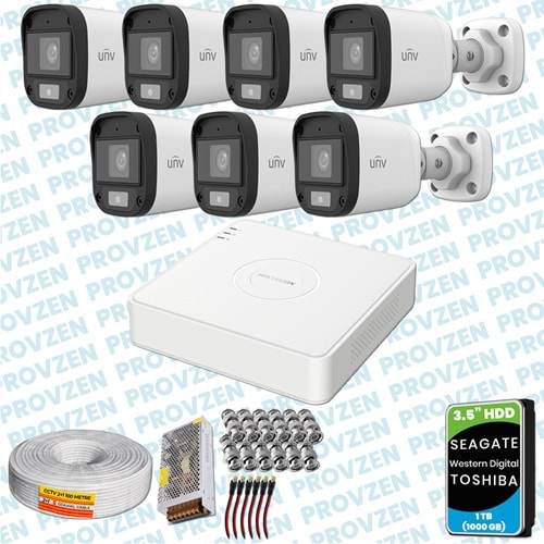 PROVZEN UNV 7 KAMERALI 7/24 RENKLİ GÜVENLİK KAMERASI MİKROFONLU