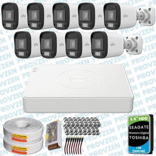PROVZEN UNV 9 KAMERALI 7/24 RENKLİ GÜVENLİK KAMERASI MİKROFONLU