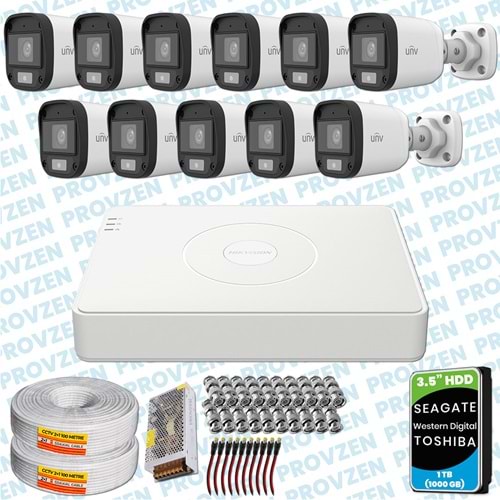 PROVZEN UNV 11 KAMERALI 7/24 RENKLİ GÜVENLİK KAMERASI MİKROFONLU