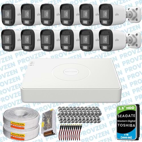 PROVZEN UNV 12 KAMERALI 7/24 RENKLİ GÜVENLİK KAMERASI MİKROFONLU