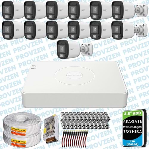 PROVZEN UNV 13 KAMERALI 7/24 RENKLİ GÜVENLİK KAMERASI MİKROFONLU