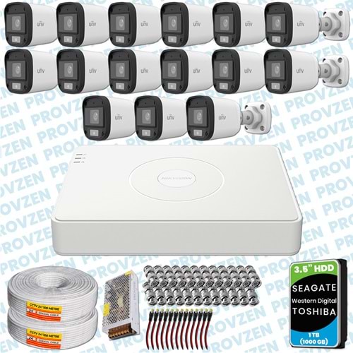 PROVZEN UNV 15 KAMERALI 7/24 RENKLİ GÜVENLİK KAMERASI MİKROFONLU