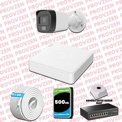 Provzen Hikvision 1 Kameralı IP Set Renkli Gece Görüşlü Mikrofonlu 2MP