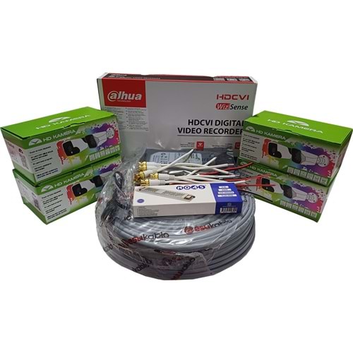 Dahua 4’lü Full HD Güvenlik Kamerası Seti Renkli Gece Görüşlü, SMD Plus Destekli