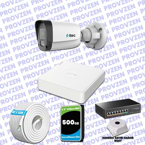 Provzen TTec Hikvision 1 Kameralı IP Full HD Mikrofonlu Güvenlik Kamerası