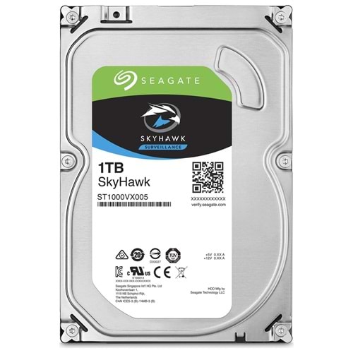 Seagate SkyHawk (ST1000VX013) 1TB 3.5 İnç 64MB Cache, 5900RPM SATA3 Harddisk - 7/24 Güvenlik İçin Yüksek Performanslı HDD