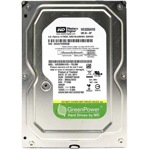 320 GB HDD WD3200AVVS WESTERN DIGITAL GREEN POWER 1TB/HDD 7/24