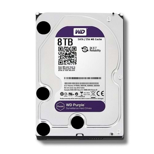 8 TB WESTERNDIJITAL WD82PURZ Purple 7X24 3.5 inç 5400 Rpm HARDDİSK 3TB/HDD 7/24