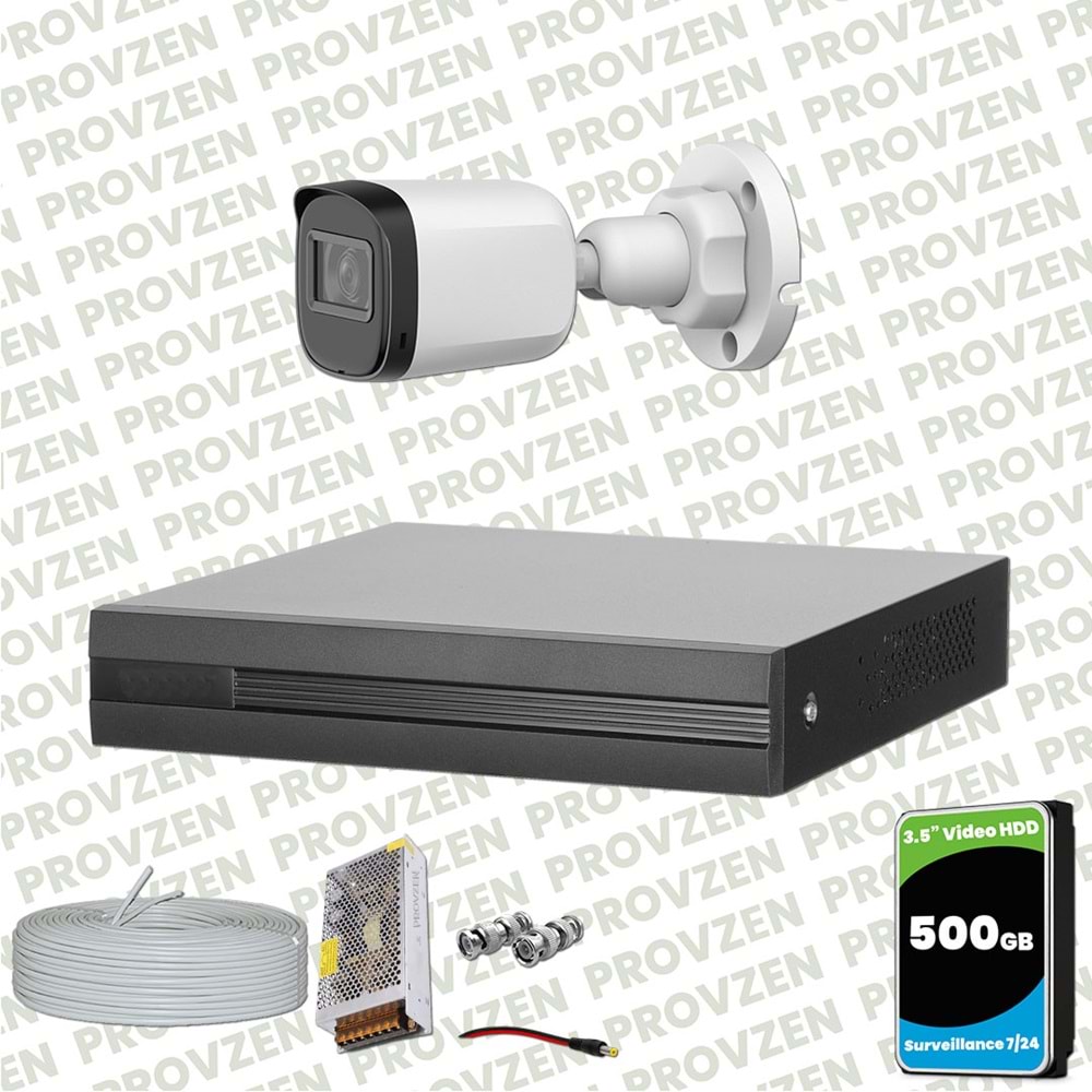 Provzen Dahua Full HD 1 Kameralı Güvenlik Kamerası + 500GB HDD