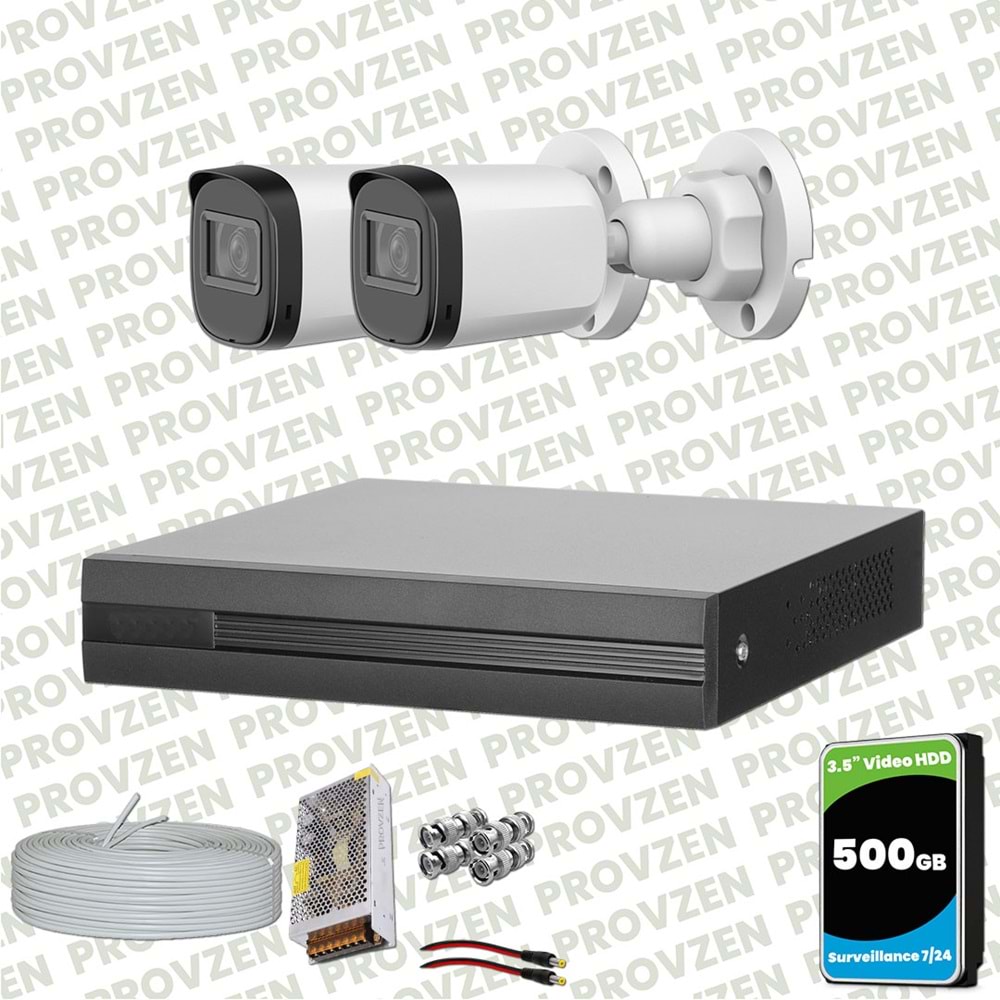Provzen Dahua Full HD 2 Kameralı Güvenlik Kamerası + 500GB HDD