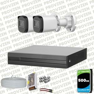 Provzen Dahua Full HD 2 Kameralı Güvenlik Kamerası + 500GB HDD