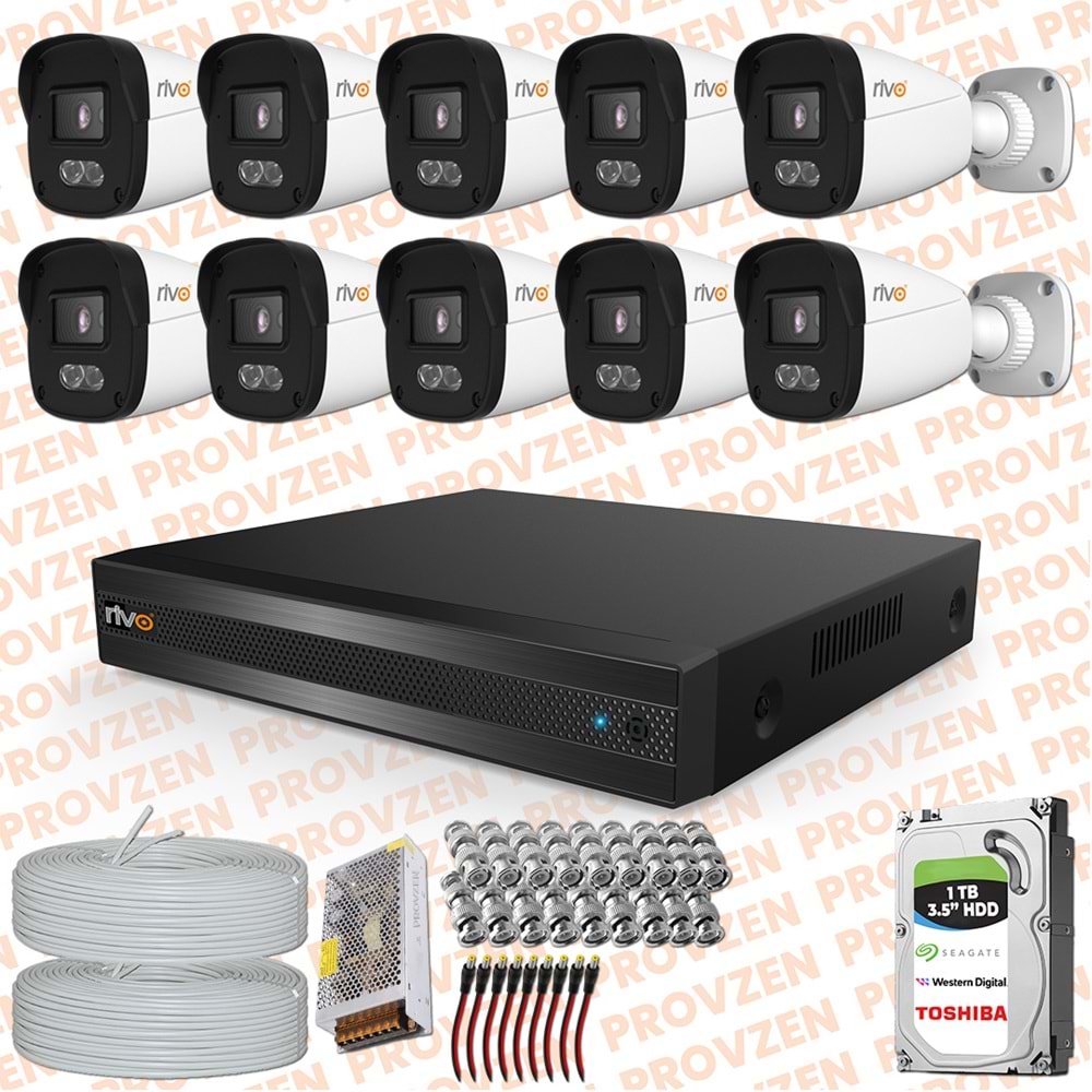 Provzen Rivo 10 Kameralı Full HD ColorVu & Ses Kayıtlı Güvenlik Kamerası