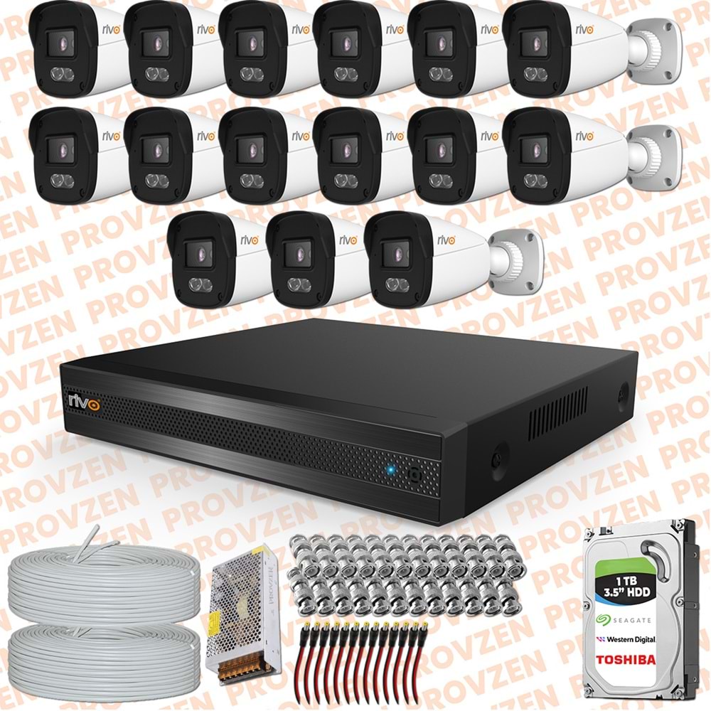 Provzen Rivo 15 Kameralı Full HD ColorVu & Ses Kayıtlı Güvenlik Kamerası