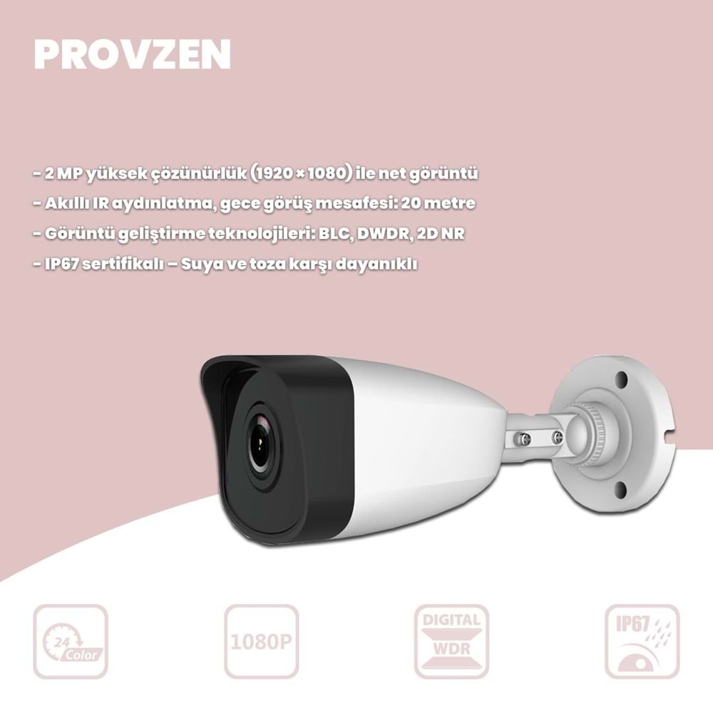 Provzen RV HiLook 4 Kameralı Full HD Geniş Açı Güvenlik Kamerası