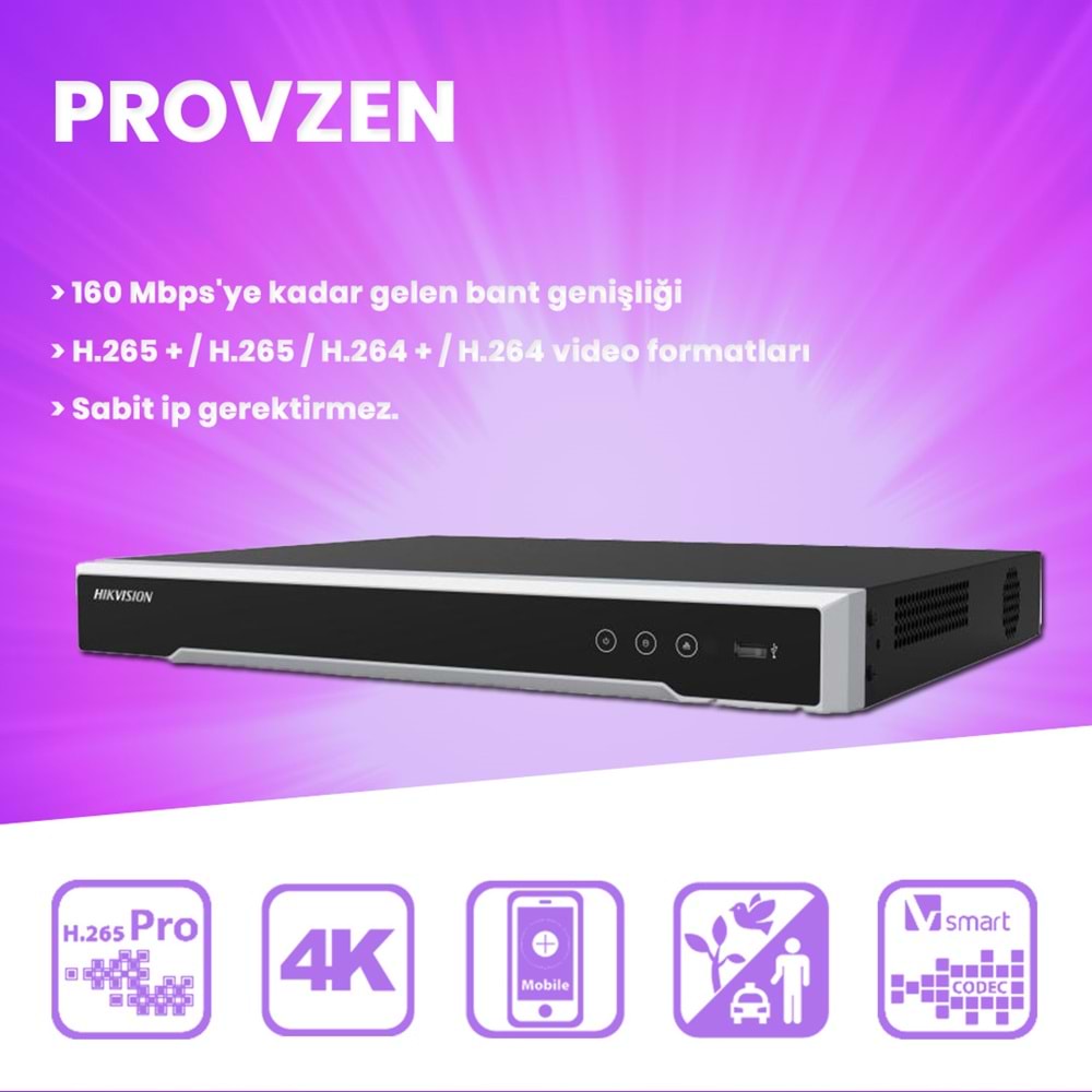 Provzen Hikvision 10 IP 4MP ColorVu Mikrofonlu Güvenlik Kamerası Olay Anında bildirim