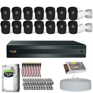 RİVO Dcam 14 Kameralı 40 Metre Gece Görüşlü Set 1TB 7/24 Hdd