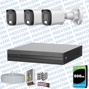 Provzen Dahua 3 Kameralı Full HD Fullcolor Mikrofonlu Güvenlik Kamerası