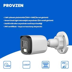 Provzen Dahua 8 Kameralı Full HD Fullcolor Mikrofonlu Güvenlik Kamerası