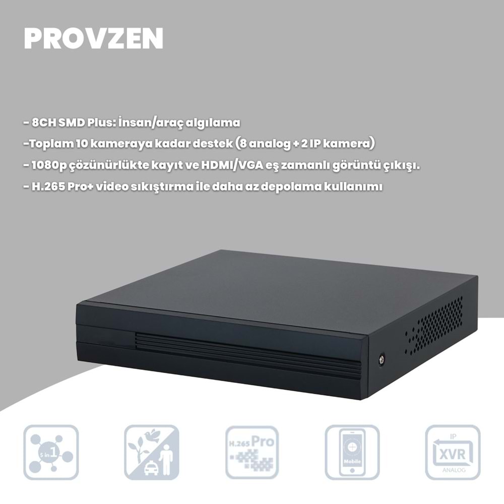 Provzen Dahua 8 Kameralı Full HD Fullcolor Mikrofonlu Güvenlik Kamerası