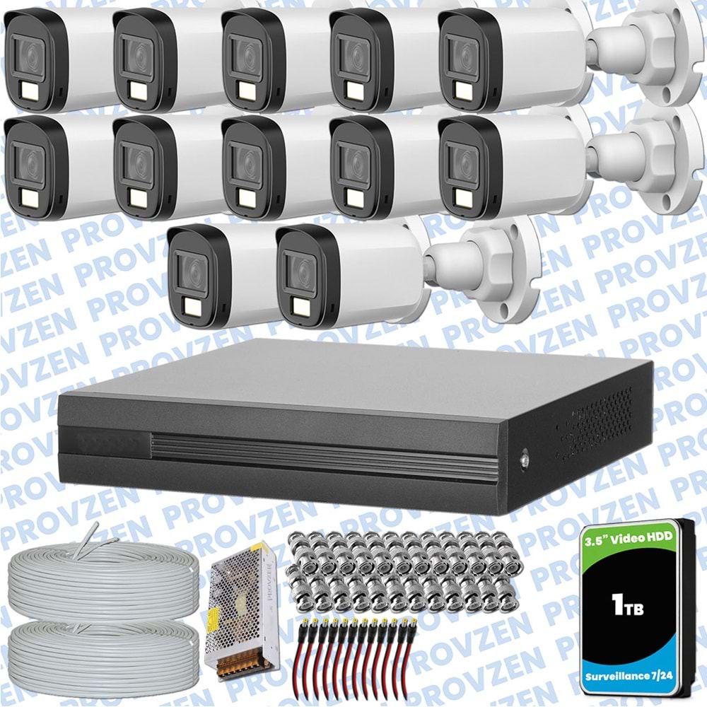 Provzen Dahua 14 Kameralı Full HD Fullcolor Mikrofonlu Güvenlik Kamerası