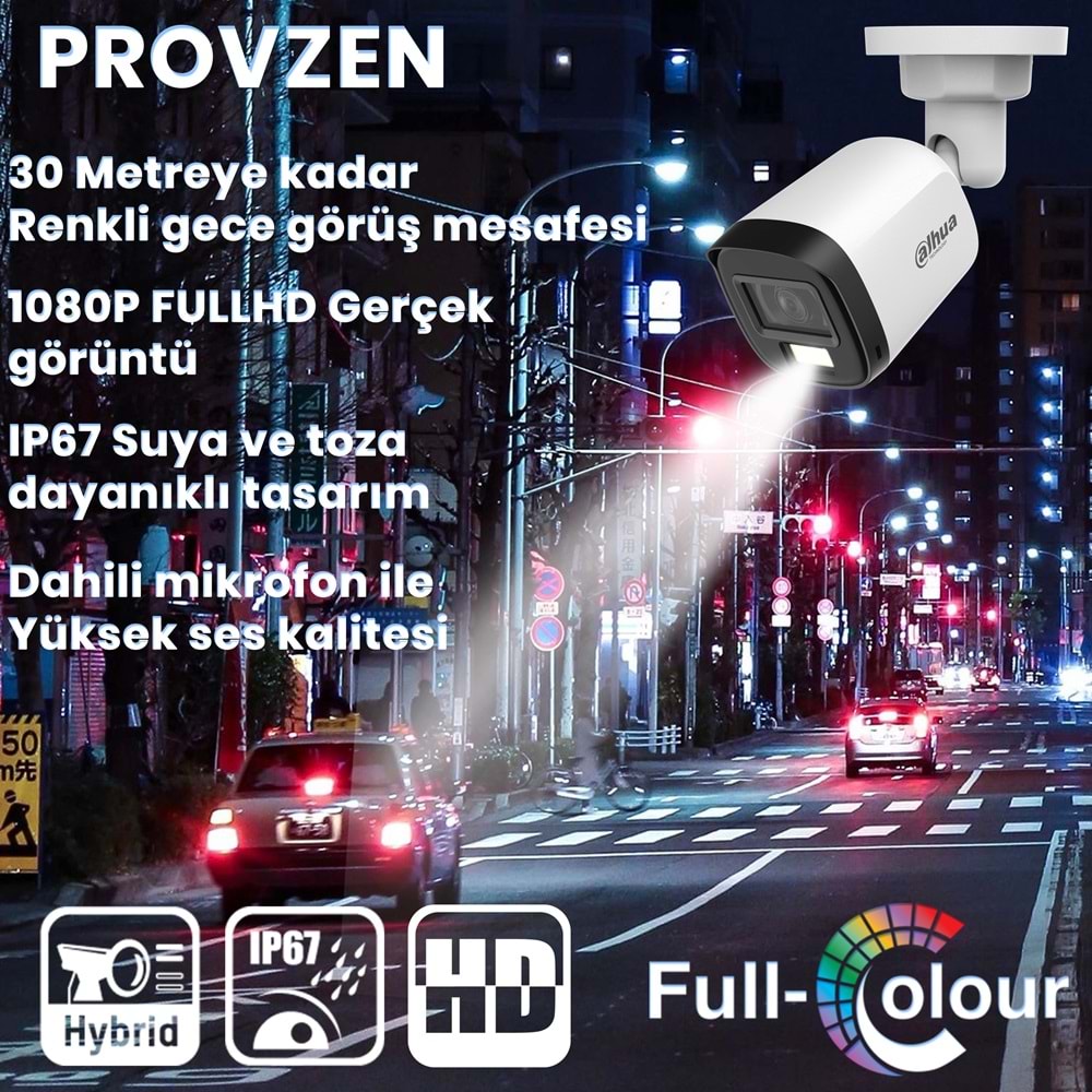 PROVZEN Dahua 16 Kameralı Fullcolor Ses Kayıtlı Güvenlik Kamerası
