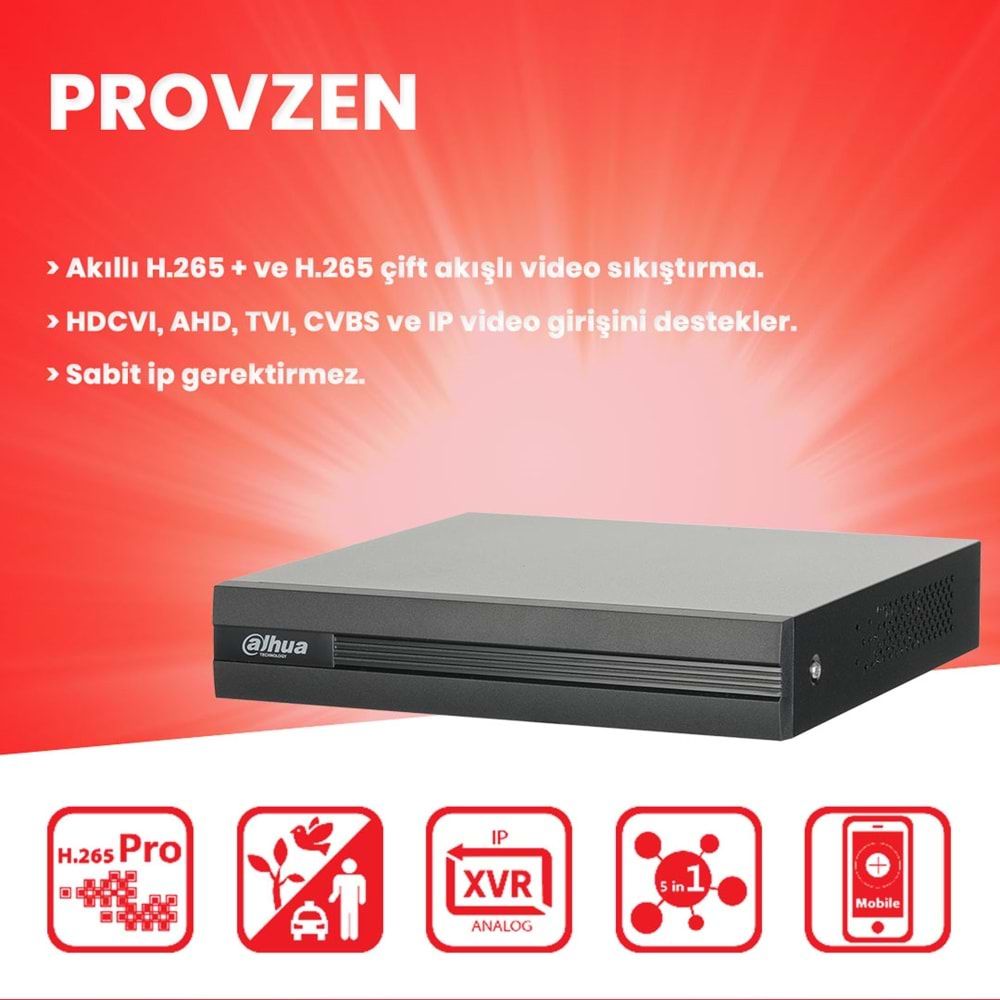 PROVZEN Dahua 5 Kameralı Güvenlik Kamerası 40 Metre Gece Görüşlü