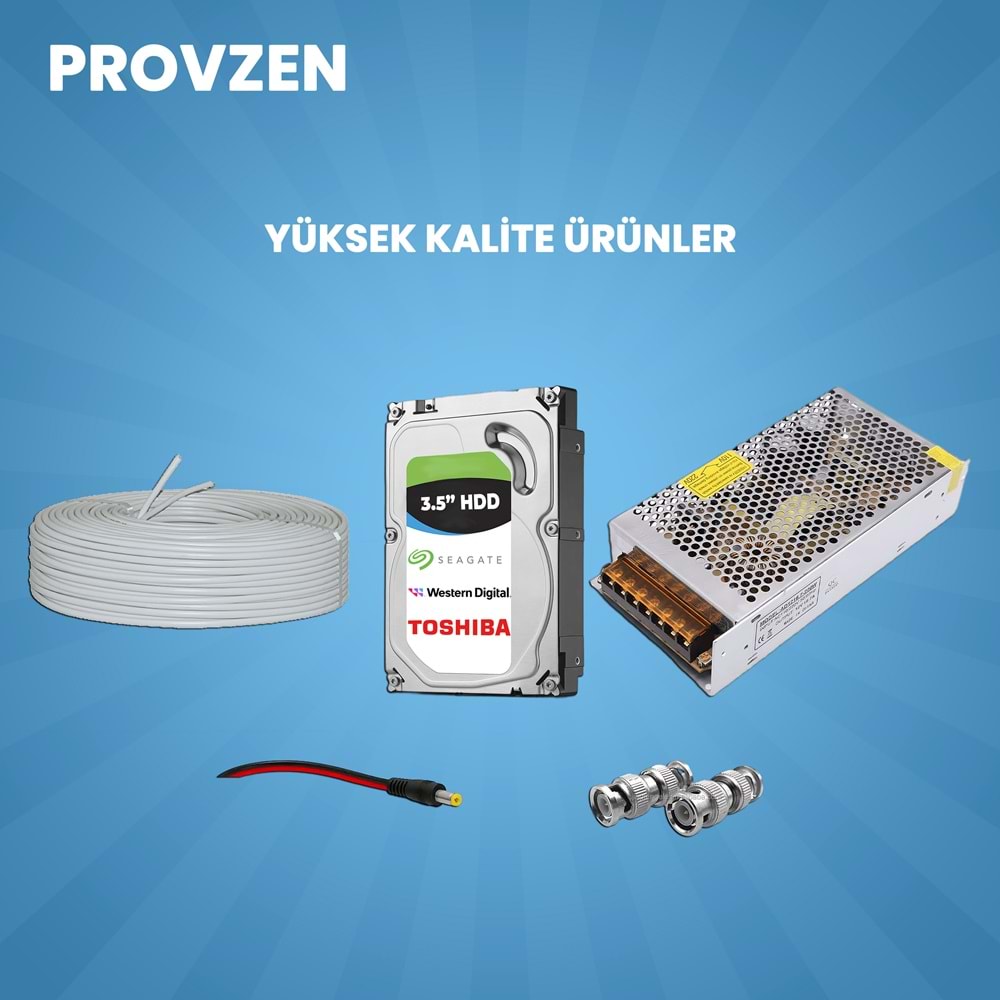 PROVZEN Dahua 13 Kameralı Güvenlik Kamerası 40 Metre Gece Görüşlü