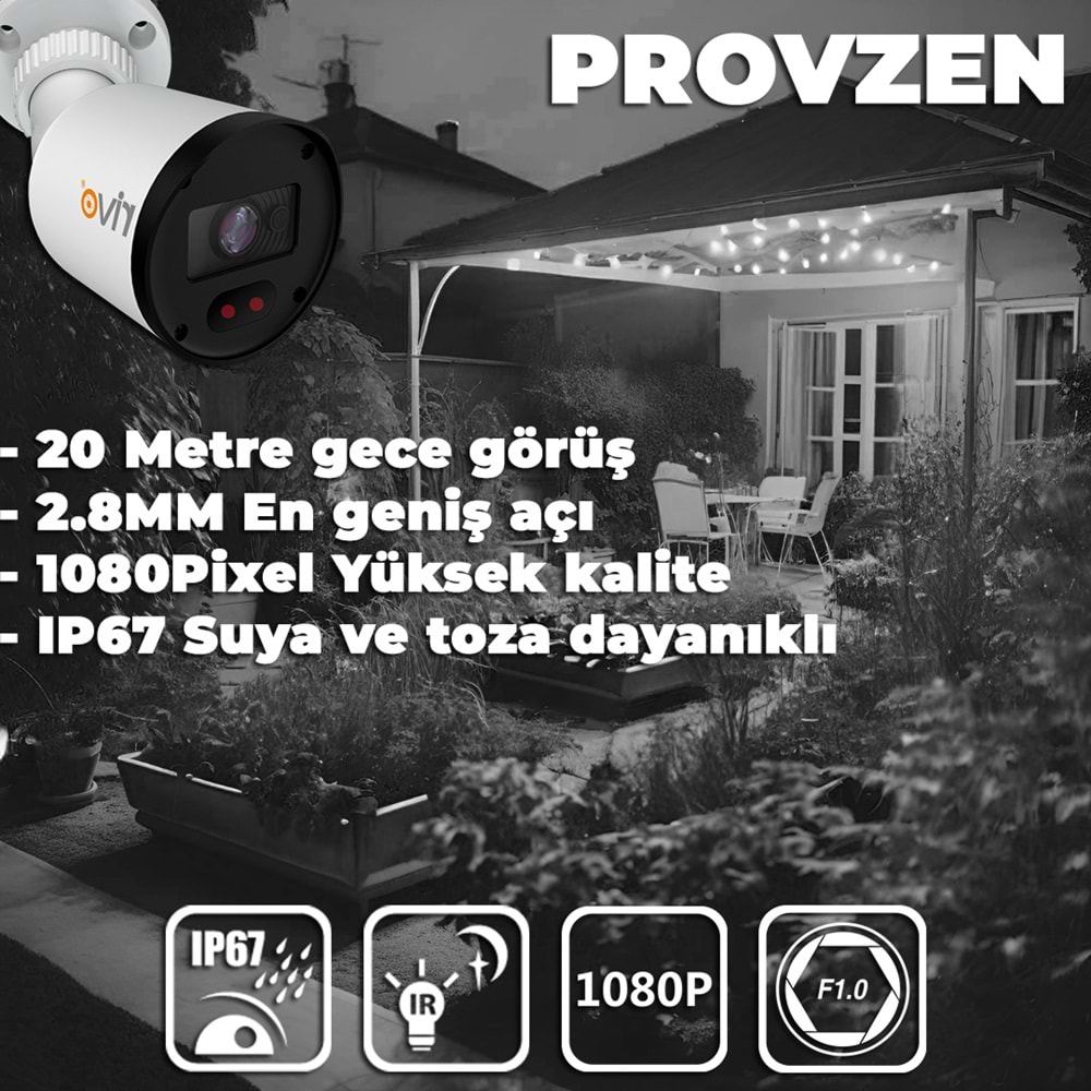 PROVZEN RİVO 1 Kameralı Güvenlik Kamerası Geniş Açı Gece Görüşü