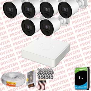 Provzen RV Hikvision 6 Kameralı Full HD 20mt Gece Görüşlü Güvenlik Kamerası
