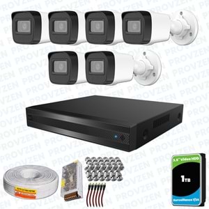 Provzen Hikvision RV 6 Kameralı Full HD Geniş Açı Güvenlik Kamerası 1TB