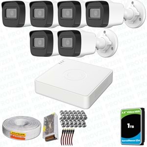 Provzen Hikvision 6 Kameralı Full HD Geniş Açı Güvenlik Kamerası 1TB