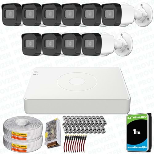 Provzen Hikvision 11 Kamera FullHD Güvenlik Kamerası Set 1TB HDD