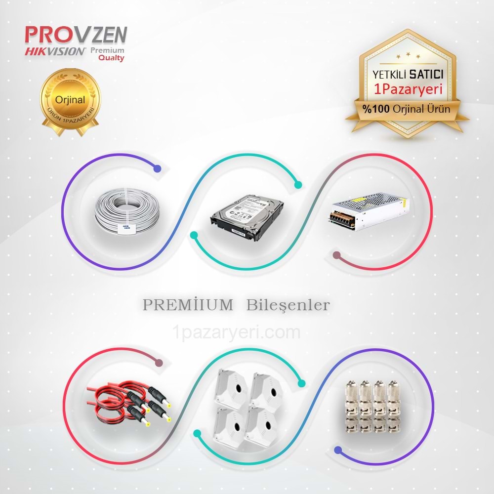 Provzen Premium Hikvision 4 Kameralı Güvenlik Kamera Seti 500GB