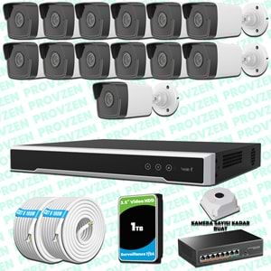 Provzen Hikvision 13 Kameralı IP 1080P Mikrofonlu Güvenlik Kamerası