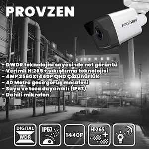 Provzen Hikvision 8 Kameralı İp Kamera Seti 4mp 1440p Mikrofonlu
