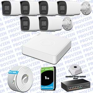 Provzen Hikvision Hibrit IP ColorVu 6 Kameralı Güvenlik Kamerası
